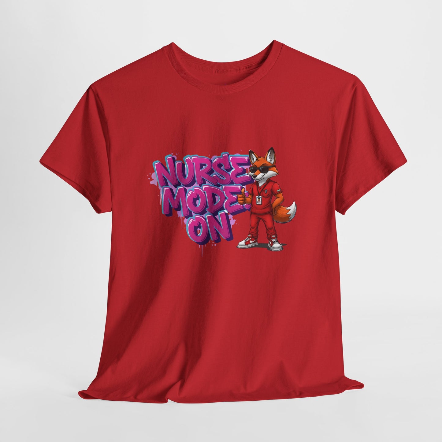 Nurse Mode On T-Shirt — Cute Fox Nurse Graphic Tee for Healthcare Workers