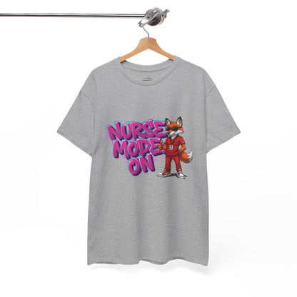 Nurse Mode On T-Shirt — Cute Fox Nurse Graphic Tee for Healthcare Workers