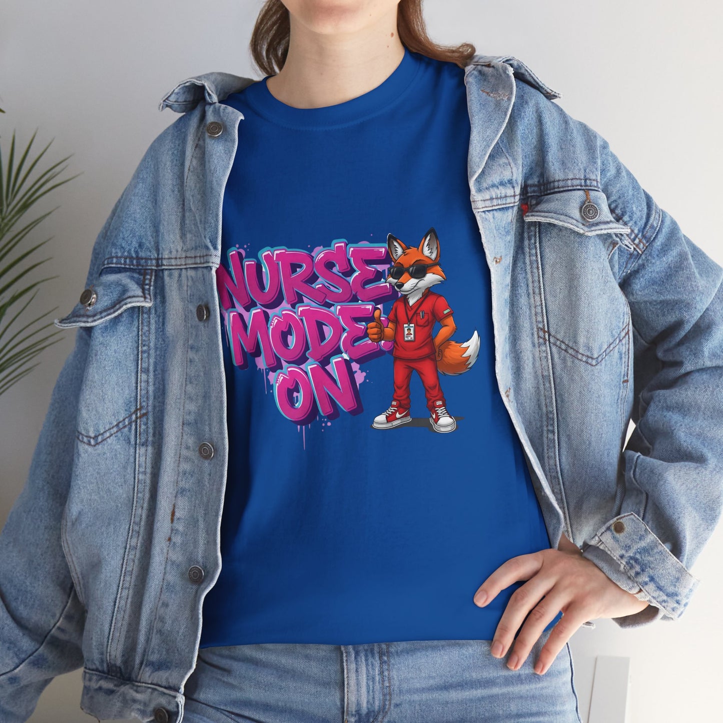 Nurse Mode On T-Shirt — Cute Fox Nurse Graphic Tee for Healthcare Workers