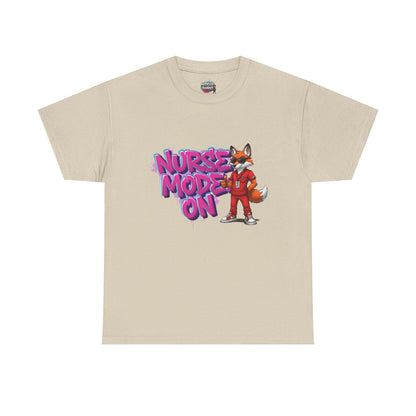 Nurse Mode On T-Shirt — Cute Fox Nurse Graphic Tee for Healthcare Workers