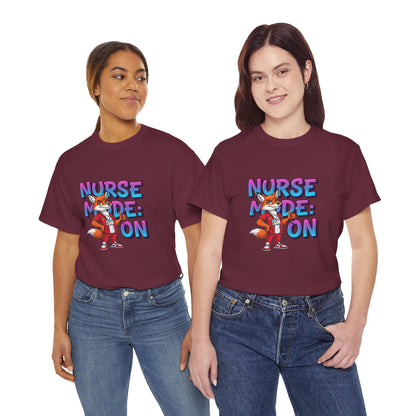 Nurse Mode On T‑Shirt — Cute Fox Nurse Graphic Tee for Nurses & Nursing Students